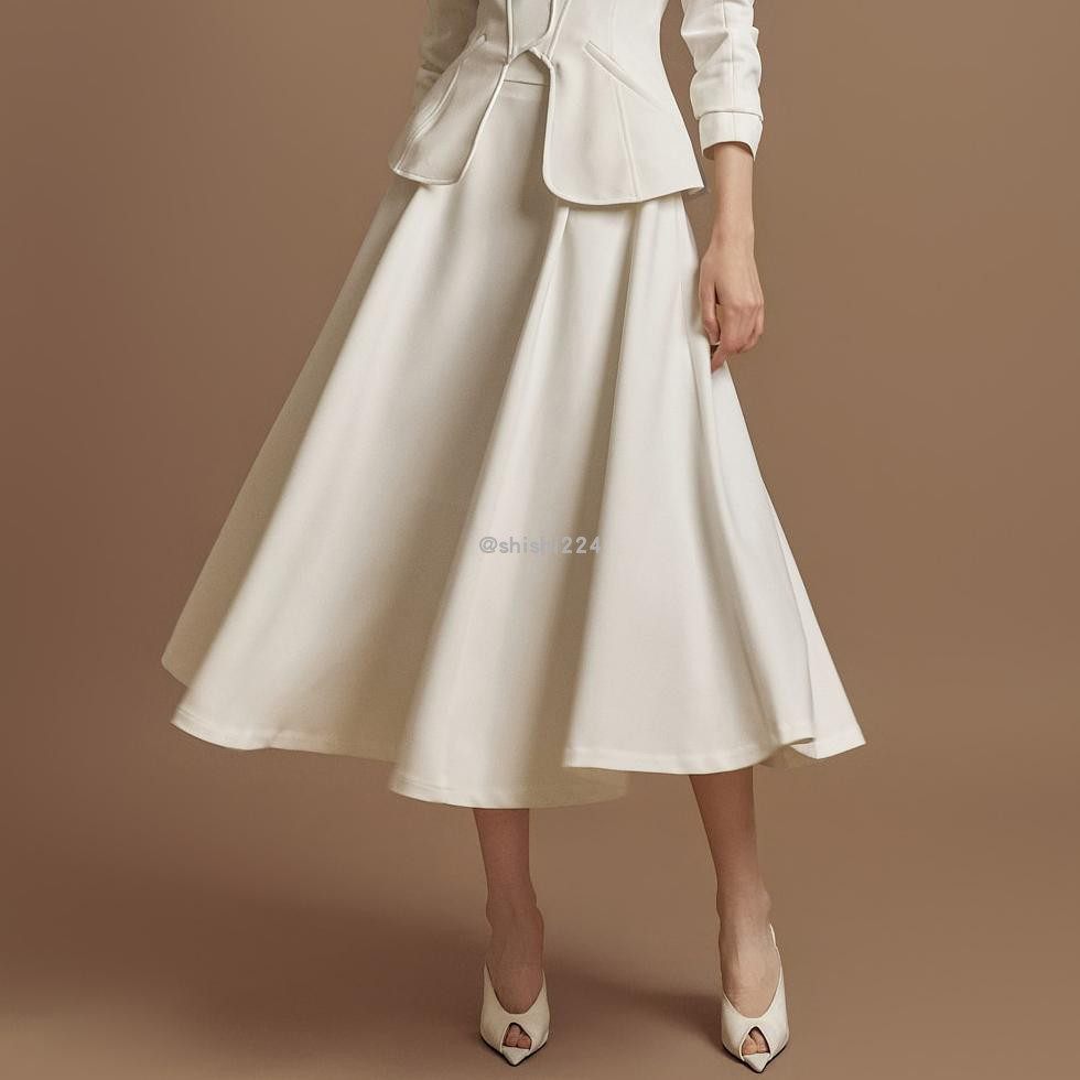 韩国直邮DINT正品代购优雅气质百搭两侧口袋高腰喇叭半身裙