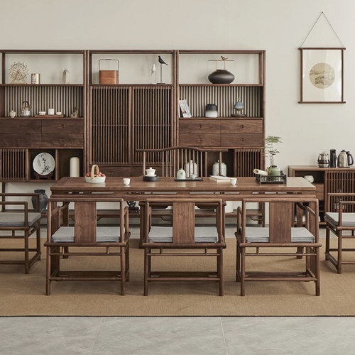 新中式乌金木茶桌实木茶台