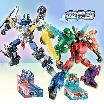 启蒙积木直接变形拼装6合1机器人