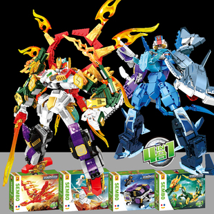 森宝积木103237圣兽图腾神兽合体4合1钢铁机甲全系列男孩女孩玩具