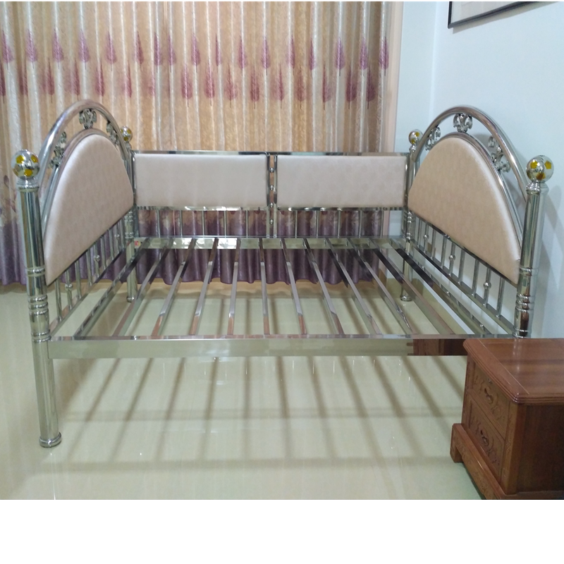 腾兴粤环保纯正SUS304皮艺软靠不锈钢床三面护栏金属床架1.5一米8