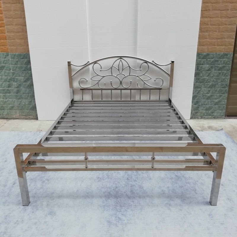 环保无味纯正SUS304不锈钢床简欧艺术花金属床架单双人1.5/1.8米