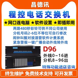 4外线88分机酒店专用 昌德讯D96集团电话交换机4进96出可扩8拖出
