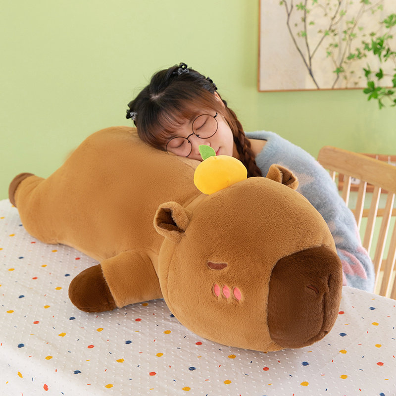 柿子趴水豚公仔毛绒玩具布娃娃玩偶睡觉抱枕床上女生日礼物送女友