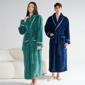 加厚睡袍男冬情侣保暖睡衣居家可外穿浴袍女春秋长款 浴衣蓄温晨袍