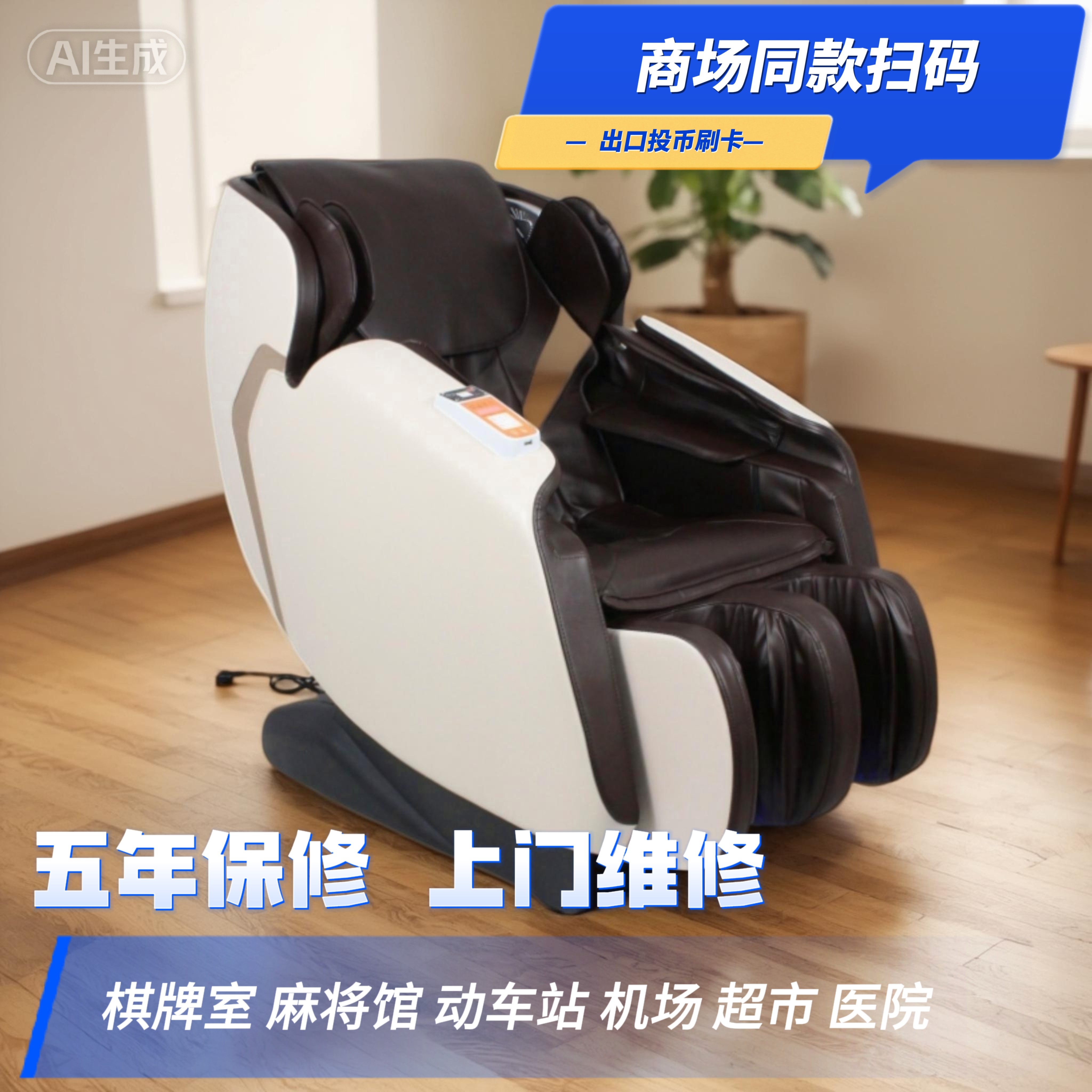 按摩椅商场扫码商用同款全自动智能电动共享全身付费二维码动车站