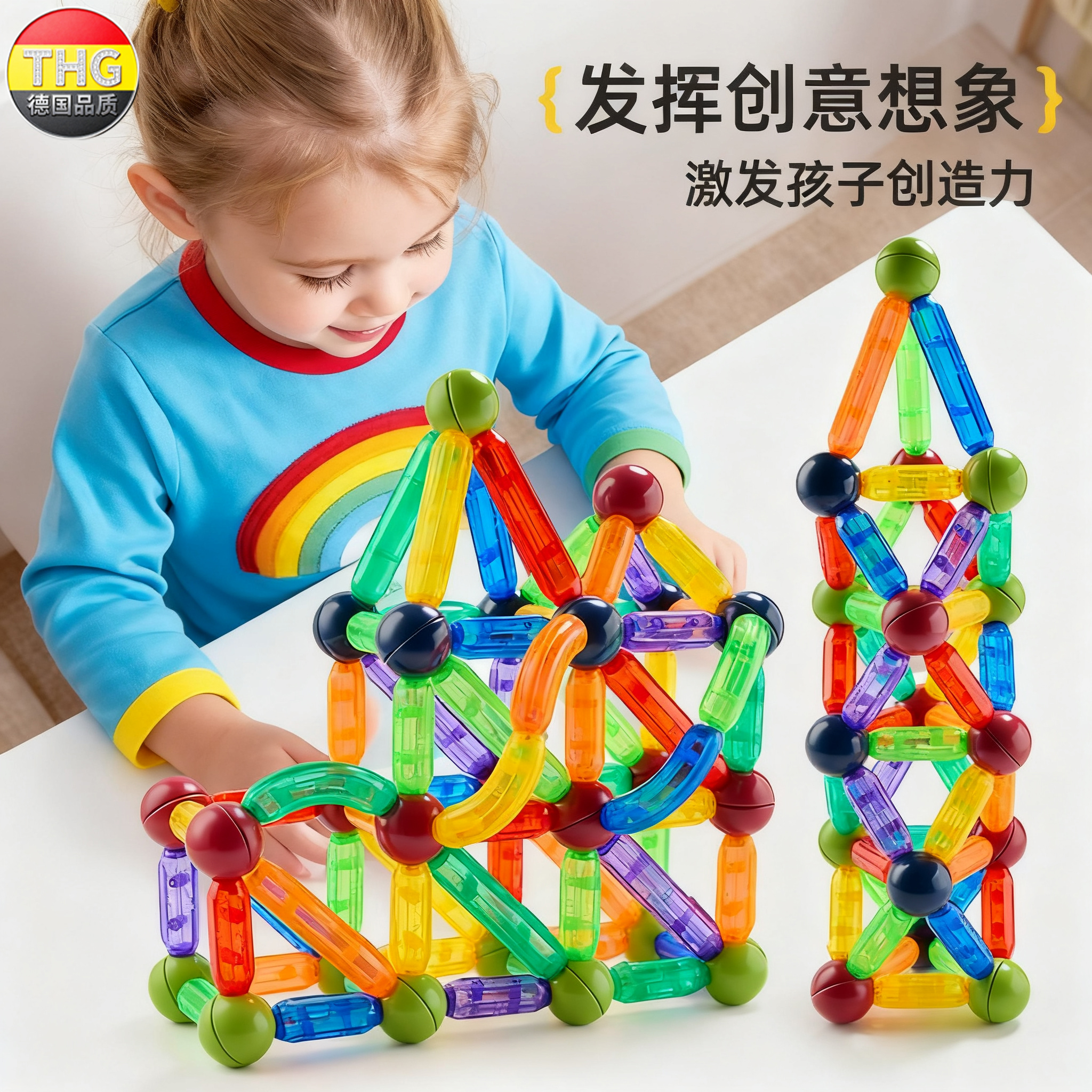 德国拼装磁力棒积木益智玩具礼物