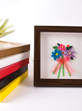 汇百家新款黄色相框内高1厘米仿木质立体小于1cm的作品衍纸画框