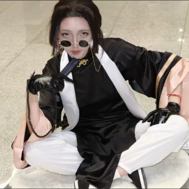 【现货】王耀cos服黑塔利亚cosplay王耀黑帮古风长袍套装