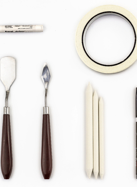 油画棒辅助工具白色油画棒刮刀秀丽笔纸胶带纸擦笔全套绘画套装