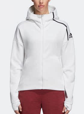 Adidas/阿迪达斯正品女装秋季ZNE连帽白色上衣运动外套DN8508