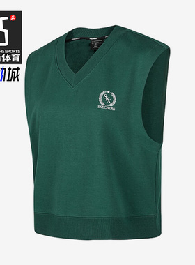 Skechers/斯凯奇正品女子新款V领复古针织背心马甲P423W046-02A2