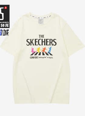 Skechers/斯凯奇正品夏新款针织印花男子运动圆领短袖T恤L122M113