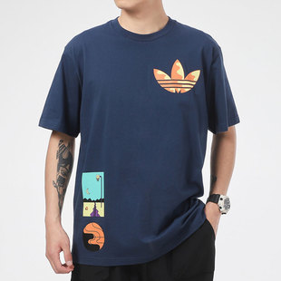 Adidas/阿迪达斯正品年新款男子三叶草短袖休闲运动T恤GN3902