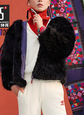 Adidas/阿迪达斯正品三叶草女士人造毛皮运动时尚外套IX4226