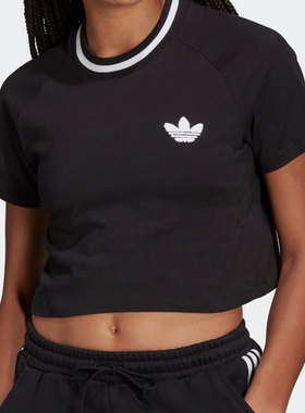 Adidas/阿迪达斯正品 三叶草 CROPPED TEE 女子运动短袖T恤H20253