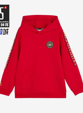 Skechers/斯凯奇正品新款男童针织休闲连帽套头卫衣L123B005