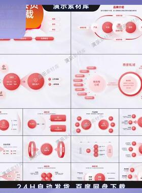 H【45】51页红色互联网超全逻辑架构图一键换色PPT模板