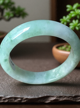 老坑a货翡翠手镯55mm绿色冰糯种飘花正圈证书天然缅甸玉镯子0198