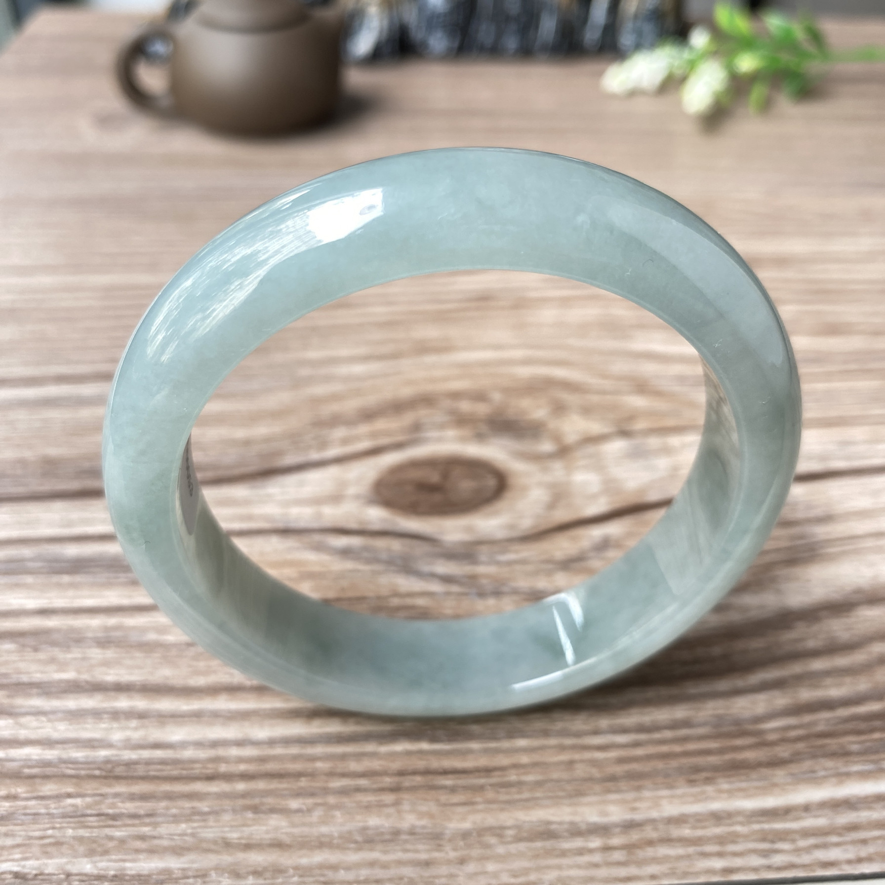 老坑a货翡翠手镯55mm冰糯种绿色圆圈口带证书天然缅甸玉镯子0053