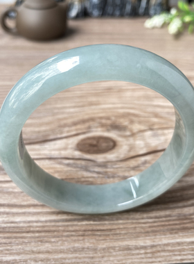 老坑a货翡翠手镯55mm冰糯种绿色圆圈口带证书天然缅甸玉镯子0053