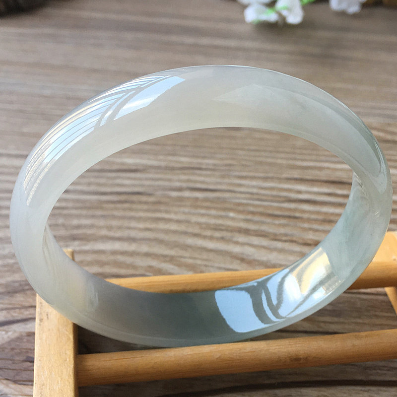 老坑翡翠手镯a货58mm冰种大号贵妃椭圆带证书天然缅甸玉镯子0066
