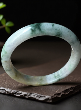 老坑翡翠手镯a货63mm特大号圈口飘花绿色证书天然缅甸玉镯子0272