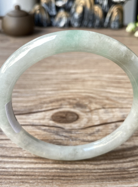 老坑a货翡翠手镯61mm圆条冰糯种飘花绿色证书天然缅甸玉镯子0689