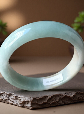 老坑a货翡翠手镯57mm绿色冰糯种黄翡证书正品天然缅甸玉镯子0212