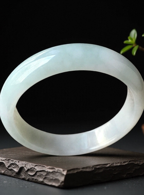 老坑a货翡翠手镯57mm淡绿色冰糯种正圈带证书天然缅甸玉镯子0198