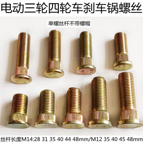 电动摩托三轮车配件轮毂固定螺丝杆轮胎螺栓后轮刹车锅锅丁M12M14 - 封面