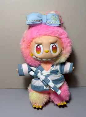 拉布布搪胶挂件娃衣labubu一二三代幸运玩偶和服蝴蝶结套装睡衣