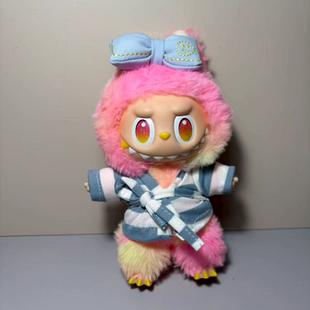 拉布布搪胶挂件娃衣labubu一二三代幸运玩偶和服蝴蝶结套装睡衣