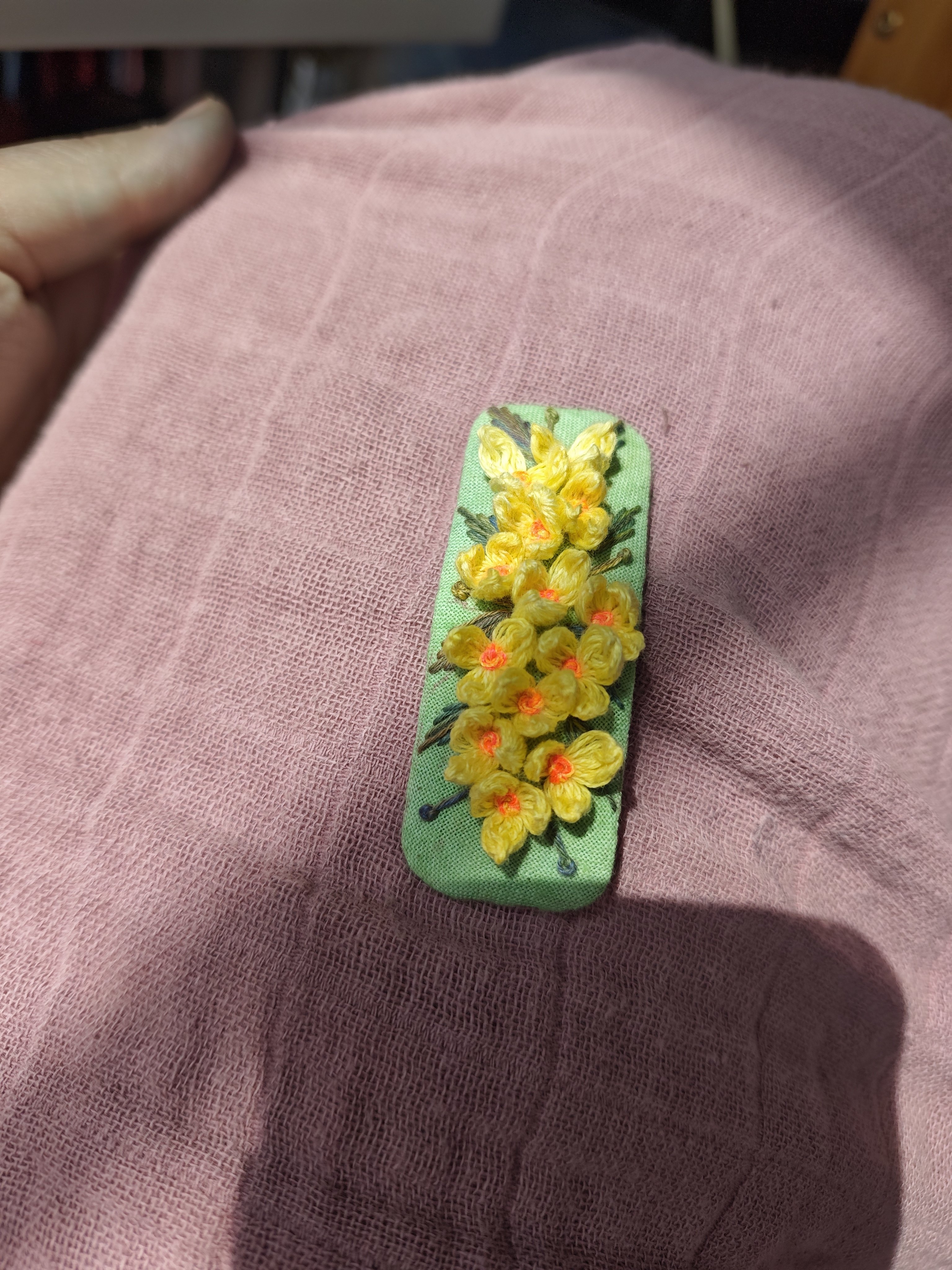 原创设计纯手工刺绣发夹成品桂花边夹高级民族复古立体发饰饰品