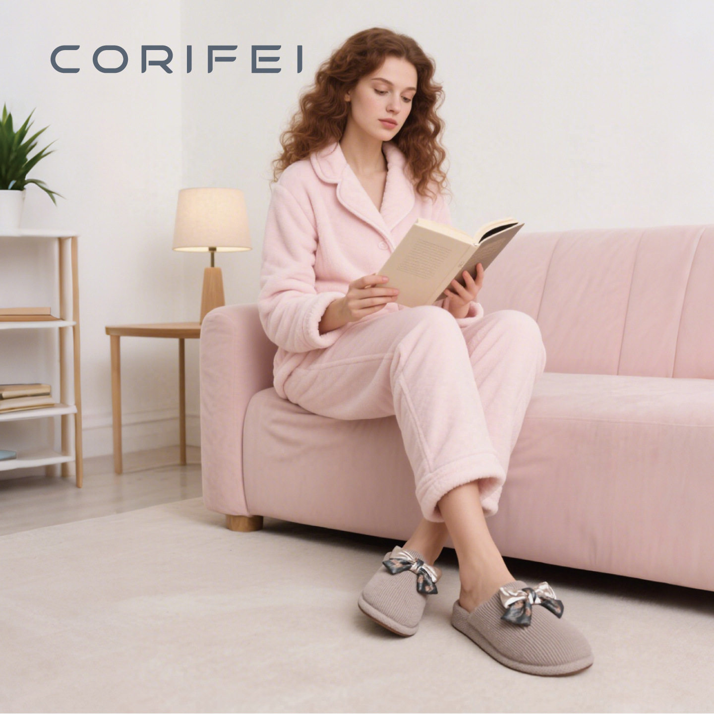 CORIFEI家丽芙秋冬毛绒保暖室内家居厚底家用女士拖鞋DS-33043,女鞋,包头拖,淘宝优惠券,粉丝福利购,淘宝优惠卷