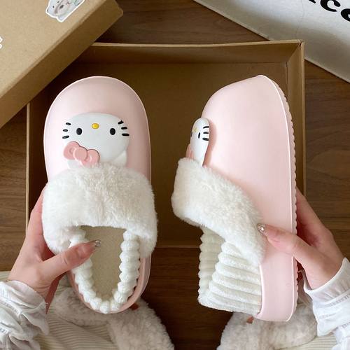 棉拖鞋女秋冬季2025新款室内居家EVA防水软底可拆卸毛绒绒棉拖鞋