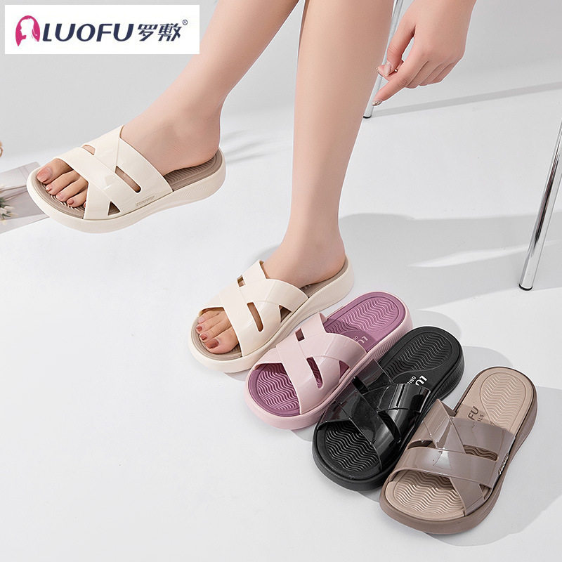 罗敷厚底交叉时尚休闲舒适女春夏新款居家室内一脚蹬懒人拖鞋外穿,女鞋,其他拖鞋,淘宝优惠券,粉丝福利购,淘宝优惠卷