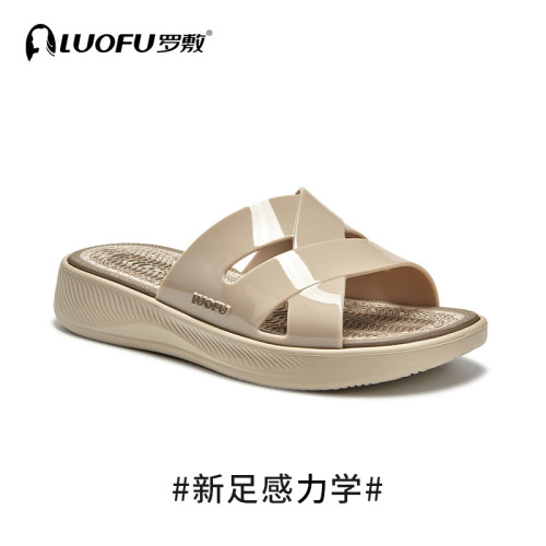 罗敷LUOFU拖鞋女夏天外穿简约时尚厚底防滑女士罗马漏趾凉拖鞋