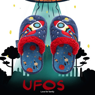 儿童棉拖鞋2025年新款室内家居火箭卡通图案kids slippers外贸