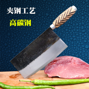 易磨刀手工锻打夹钢土铁菜刀家用锋利厨房刀具高碳锰钢切肉切片刀