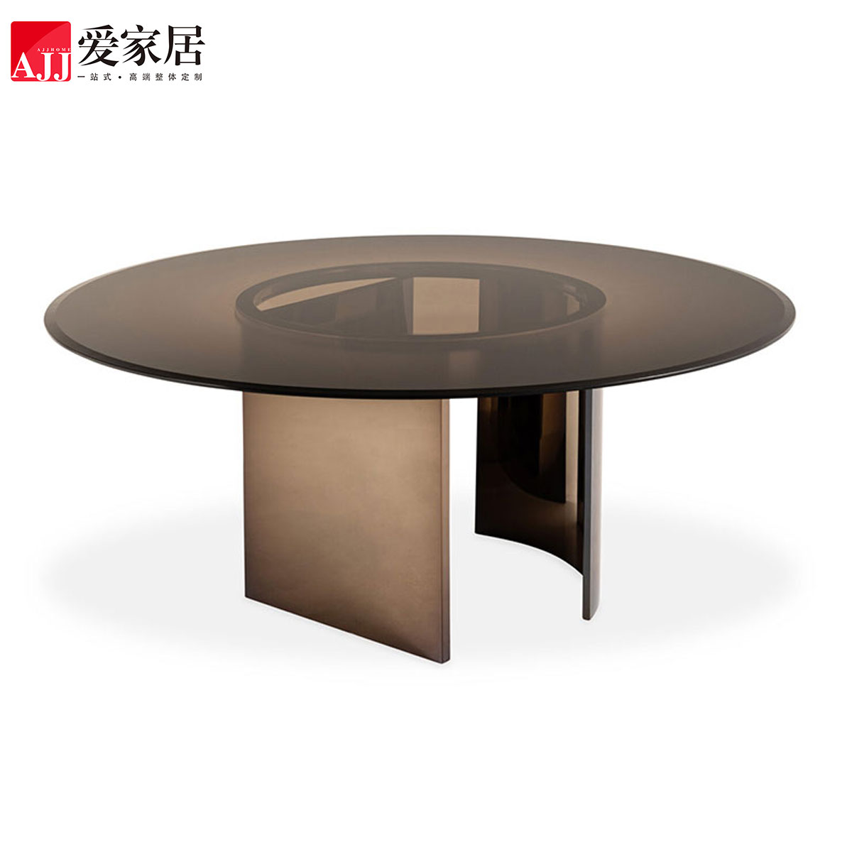 爱家居 轻奢后现代意大利住宅别墅家具定制工厂餐厅玻璃餐桌F-064