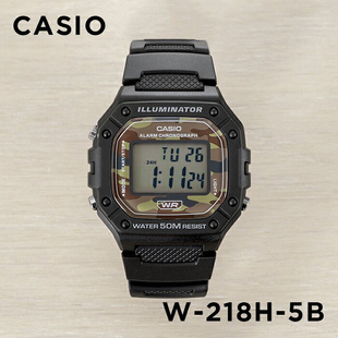 卡西欧手表CASIO 218H 迷彩复古方块防水电子表 户外运动时尚