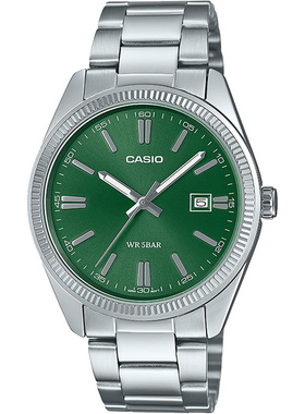 卡西欧手表CASIO MTP-1302D-3A 新款钢带绿色简约石英防水商务表