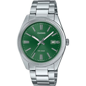 卡西欧手表CASIO MTP-1302D-3A 新款钢带绿色简约石英防水商务表