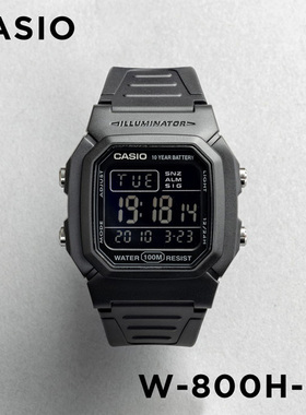 卡西欧手表CASIO W-800H-1B 黑色反显简约学生运动休闲防水电子表