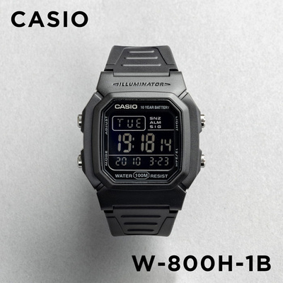 卡西欧手表CASIO W-800H-1B 黑色反显简约学生运动休闲防水电子表
