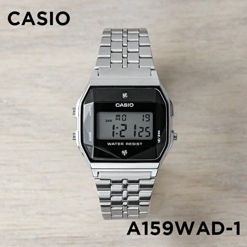 卡西欧casio a159wad-1复古方块七年电力带钻面 钢带防水电子手表