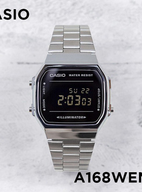 卡西欧CASIO A168WEM-1 复古方块七年电力带闹钟秒表防水电子手表