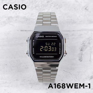 复古方块七年电力带闹钟秒表防水电子手表 A168WEM 卡西欧CASIO