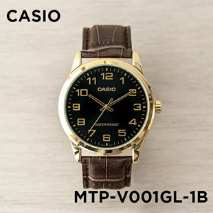 卡西欧手表CASIO V001GL 1B商务休闲复古简约金边防水指针表 MTP